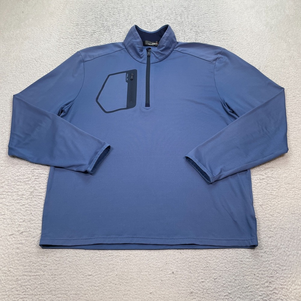 Ralph Lauren RLX Men's Size Large Blue 1/4 Zip Golf Performance Stretch Golfing